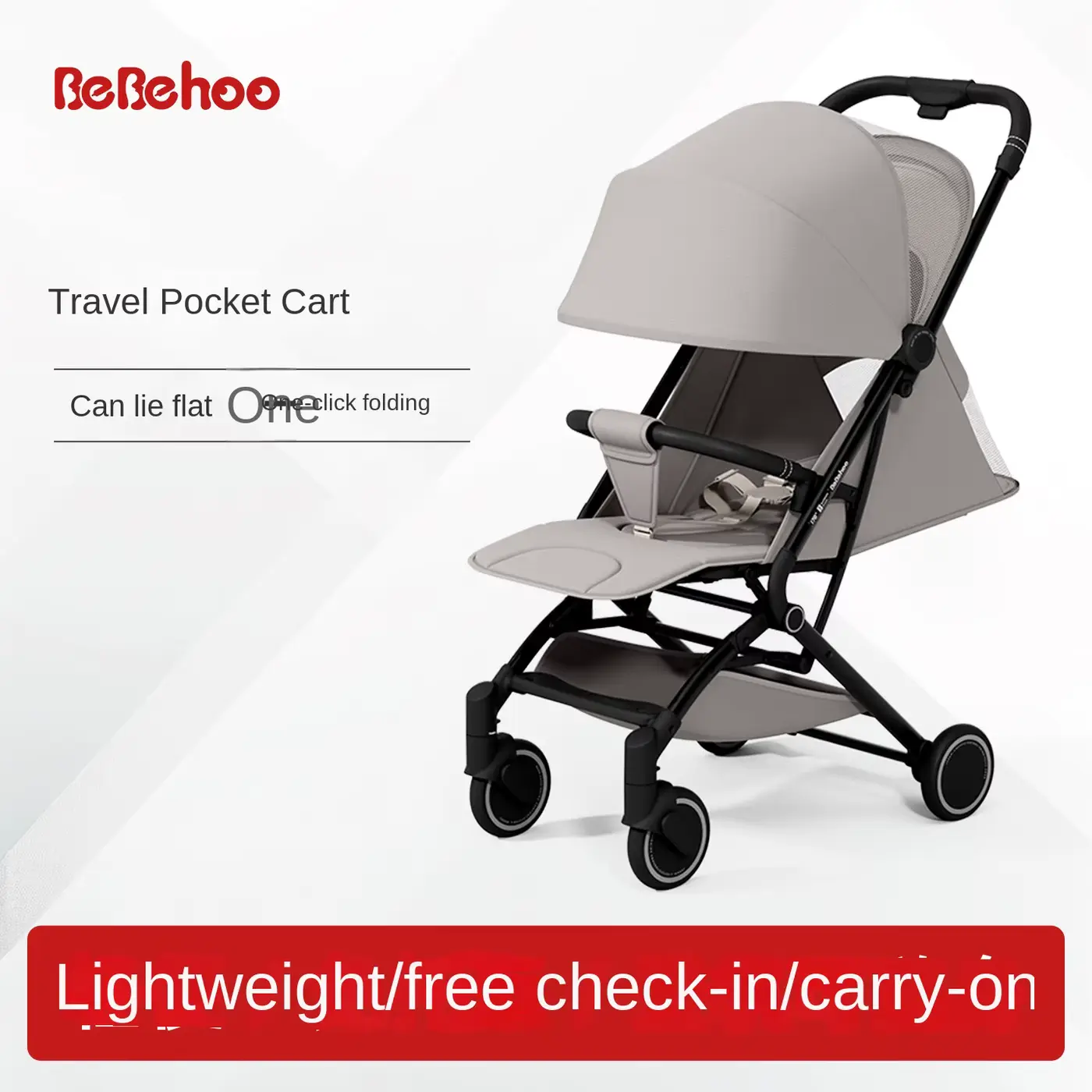 Stroller Pocket Aluminum Alloy Reclining Sitting Functions One-button Folding Wholesale product image 3