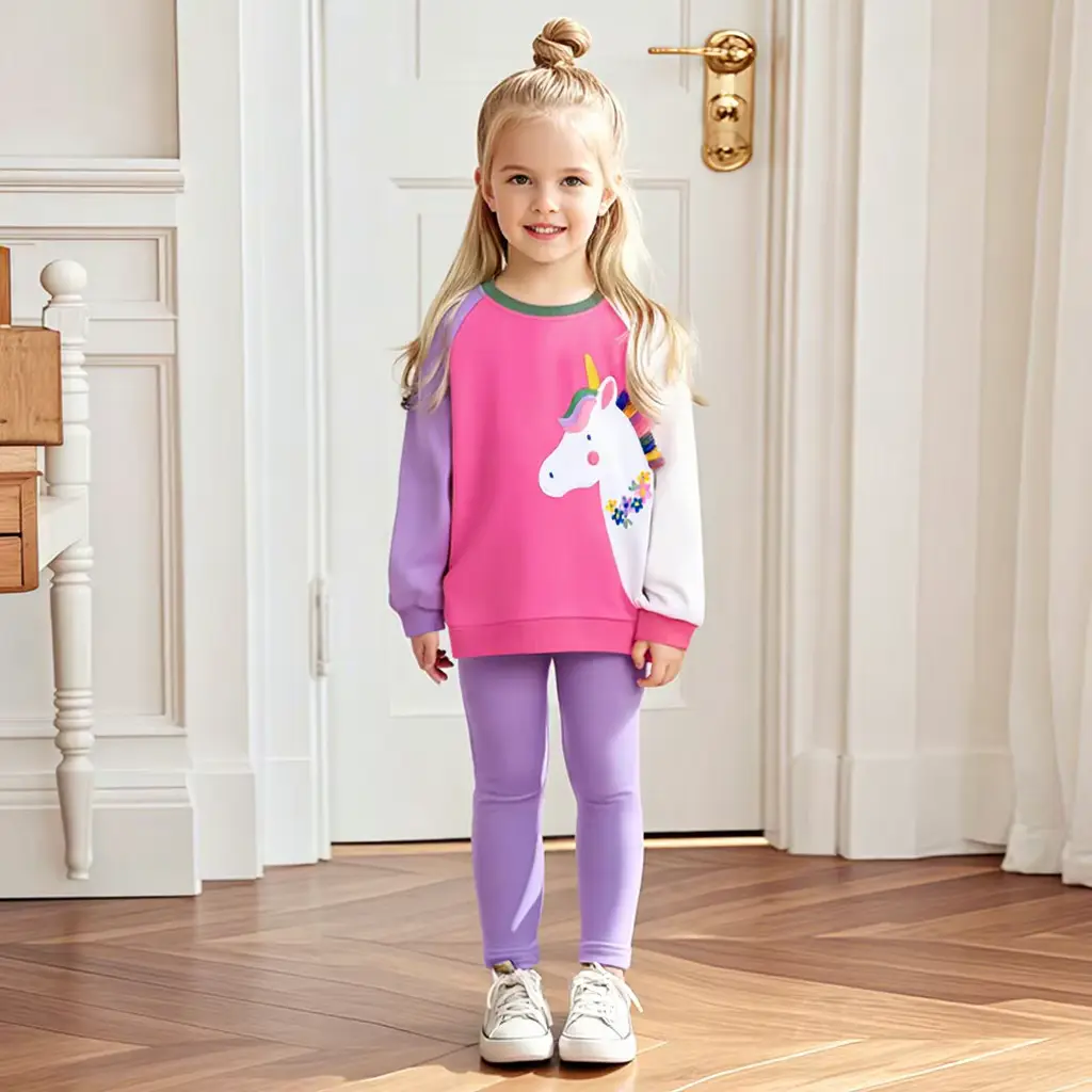 Girls Cotton Cartoon SET Clothing Years TWO Piece Softened Wholesale