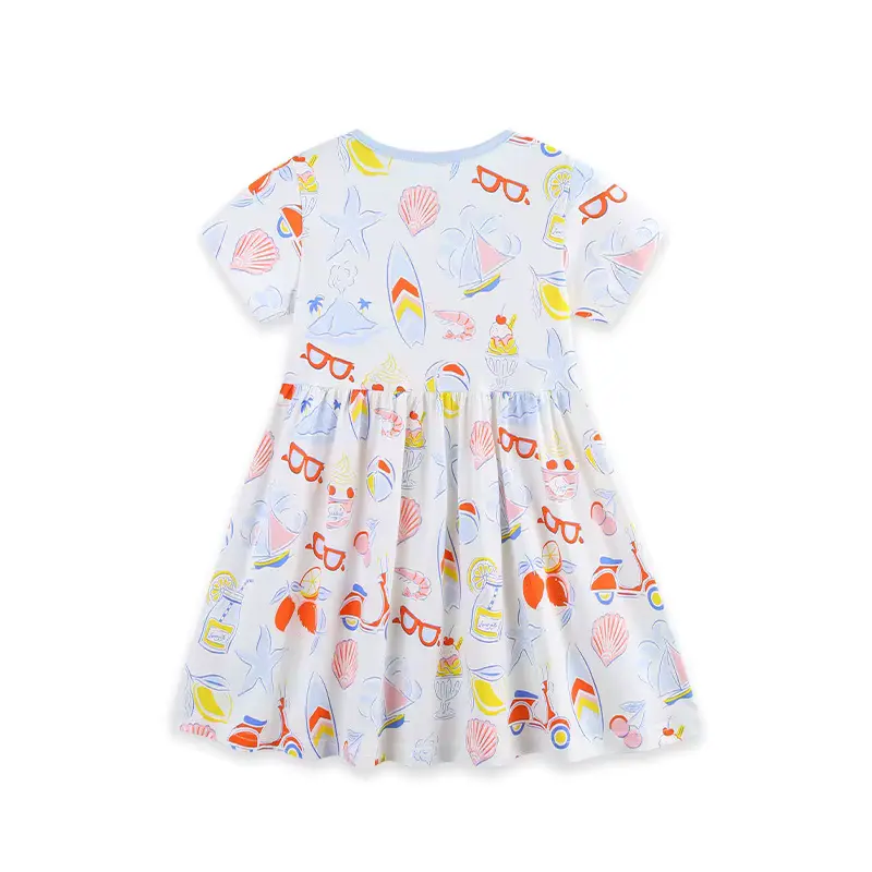 Girls Cotton Cartoon Printed Princess Dress Soft Knitted O-neck Wholesale product image 2