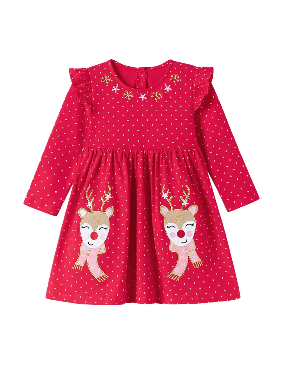 Girls Cotton Cartoon Printed Knee-length 100 Long Sleeve A-line Clothing Wholesale product image 2