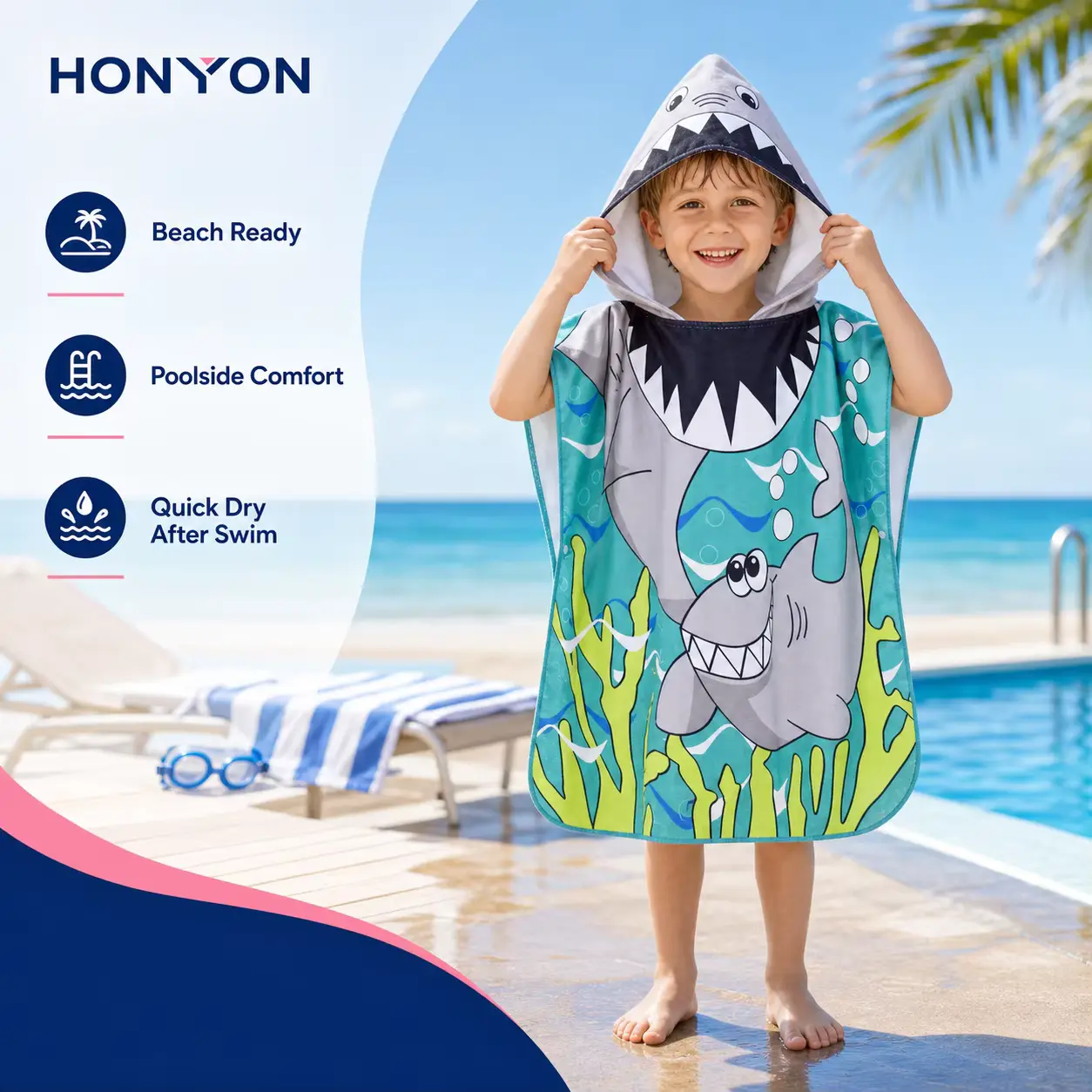 Printed Bamboo Fiber Bath Towel Cape Hooded Cloak FOR OEM Wholesale product image 2