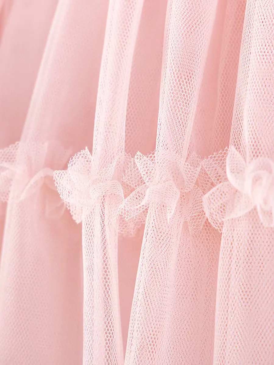 Cotton Princess Dress 100 Appliqued O-neck Patchwork Knee-length Girl Wholesale product image 4