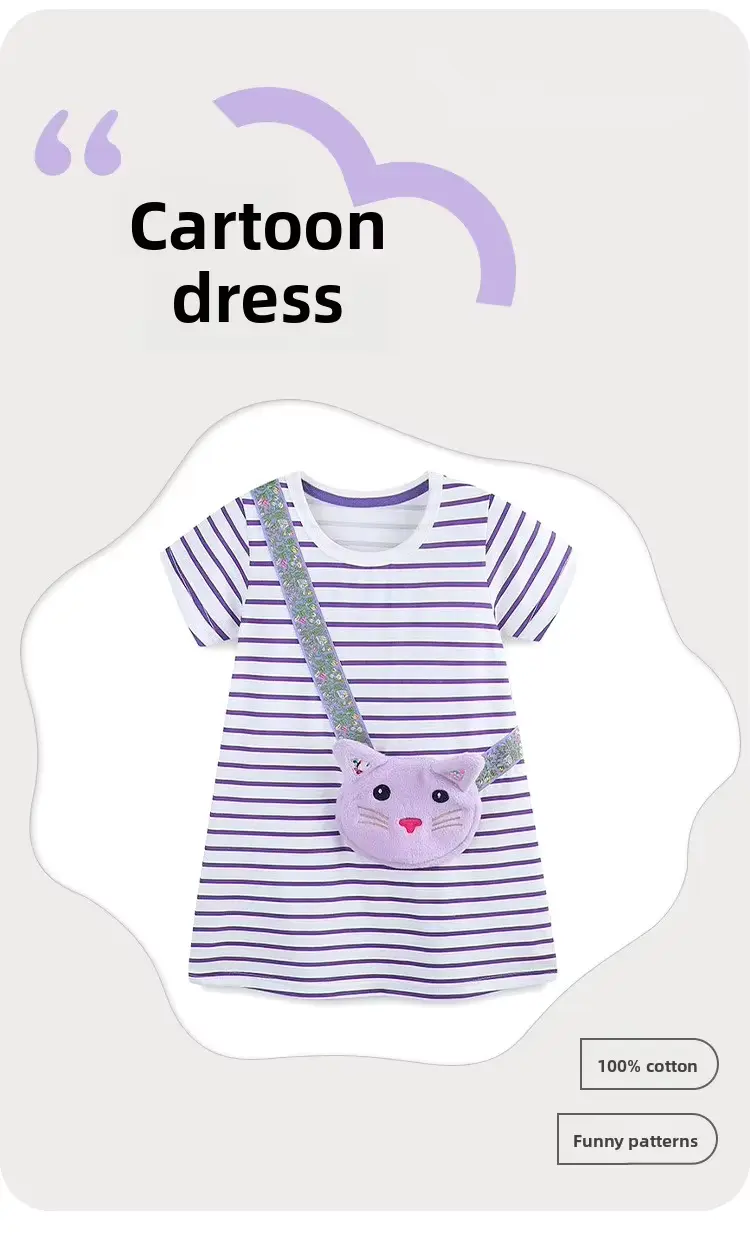 Girls Cotton Cartoon CAT Princess Dress Crocheted Sweet Short Wholesale product image 2