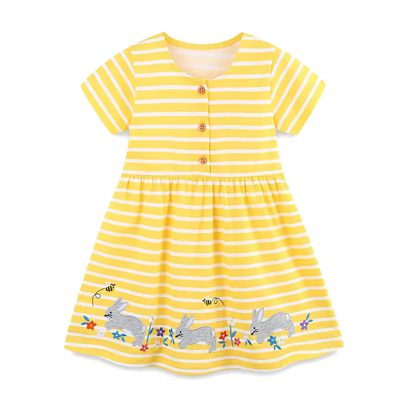 Girls Cotton Cartoon Animal Princess O-neck Sweet Embroidered Knee-length Clothing Wholesale product image 3