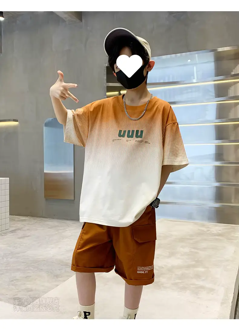 Boys Girls Cotton Shorts 2024 Korean Letter Pattern 2-piece Wholesale product image 3