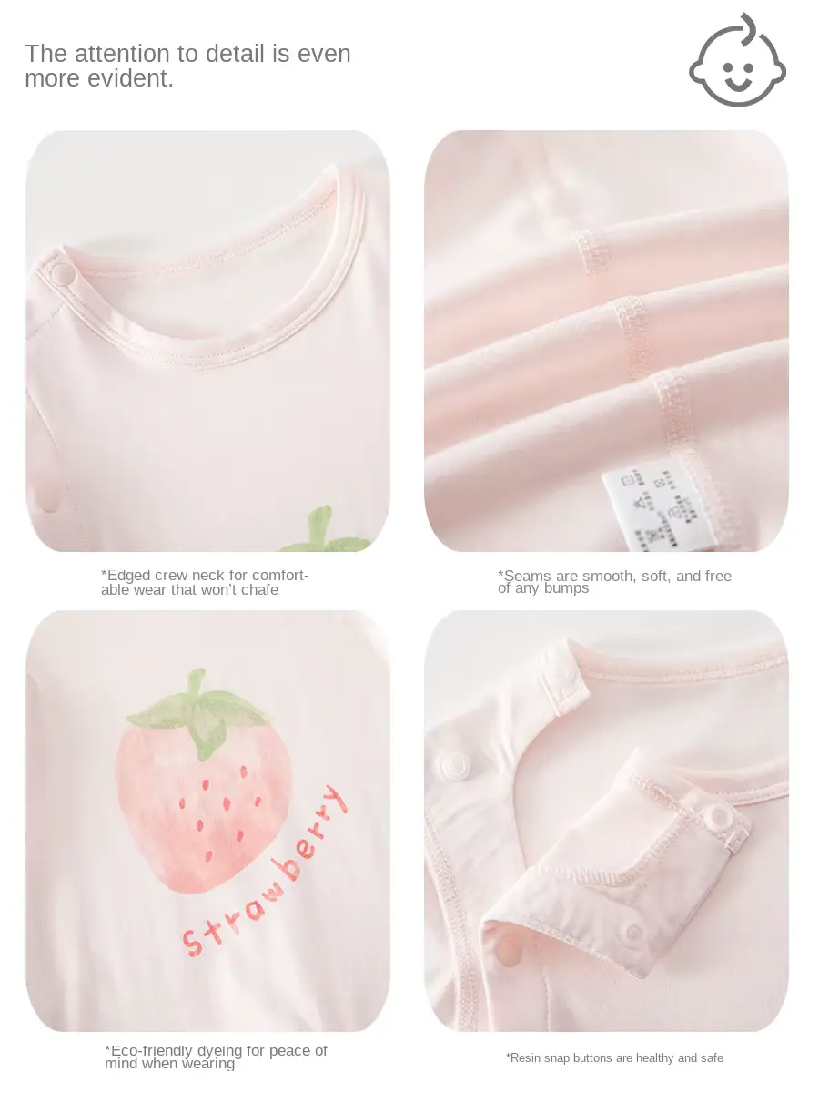 Cotton Pajamas Onesie Modal Cool Long-sleeve Anti-bacterial O-neck Snap Clothing Wholesale product image 3