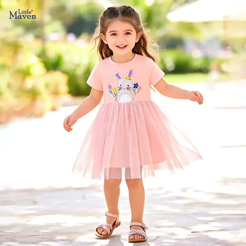 Girls Cotton Mesh Cartoon Rabbit Animal Skirt Sheath Knee-length Wholesale
