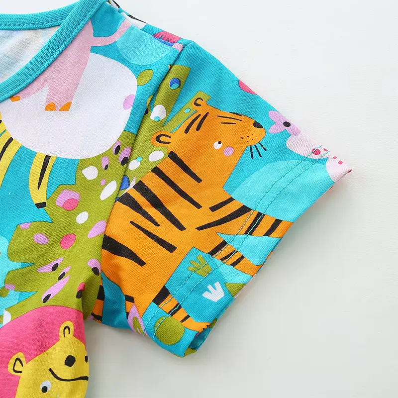 Girls Cotton Cartoon Print Animal Princess Dress Sweet Neck Wholesale product image 4