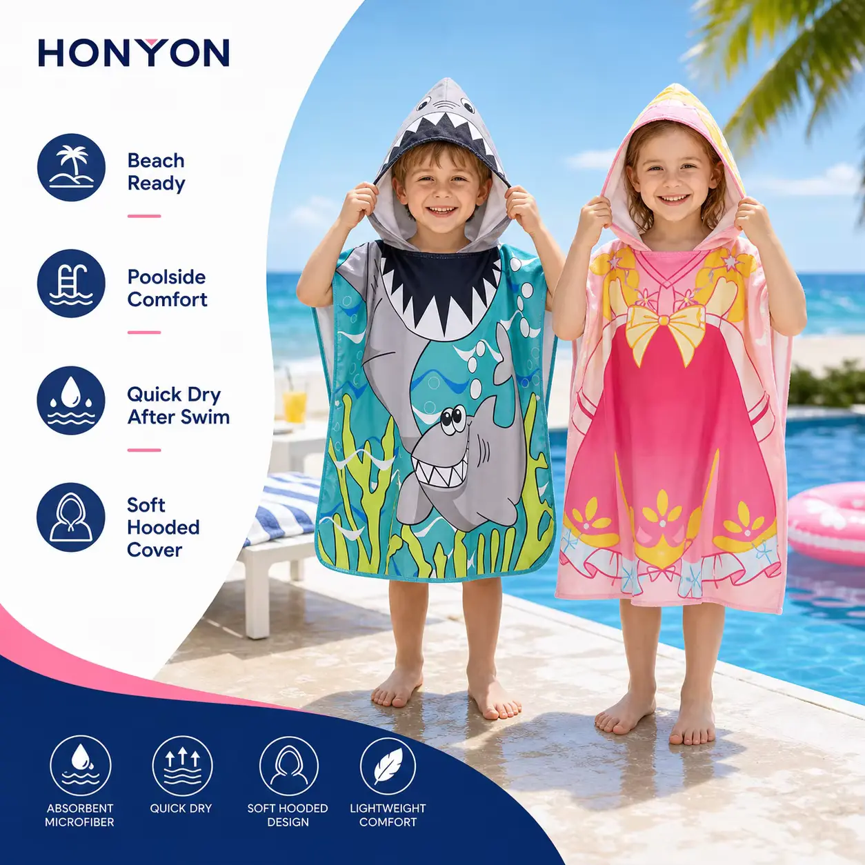 Printed Bamboo Fiber Bath Towel Cape Hooded Cloak FOR OEM Wholesale product image 2
