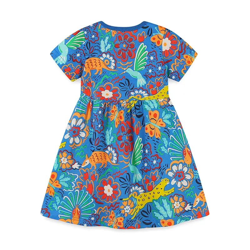 Girls Cotton Cartoon Print Animal Princess Dress Sweet Knee-length Wholesale