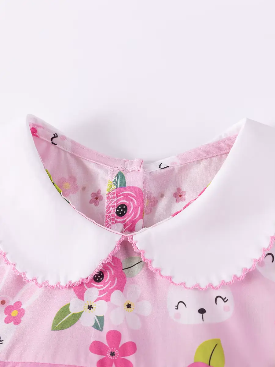 Girls Cotton Dress Customized Turn-down Collar Knee-length Short Sleeve Wholesale product image 2