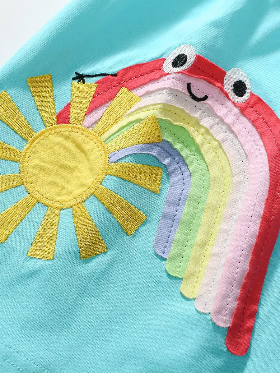 Girls Cotton Rabbit 100 Straight Sweet Floral O-neck Dresses Clothing Wholesale product image 3