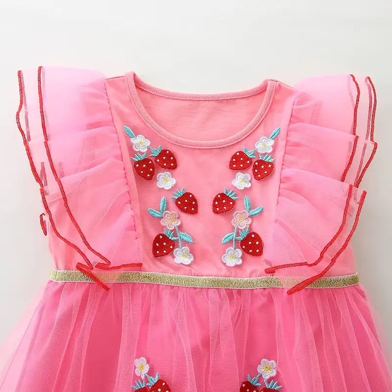 Girls Cotton Mesh Cartoon Dress Layered Knee-length Sleeveless With Wholesale product image 4
