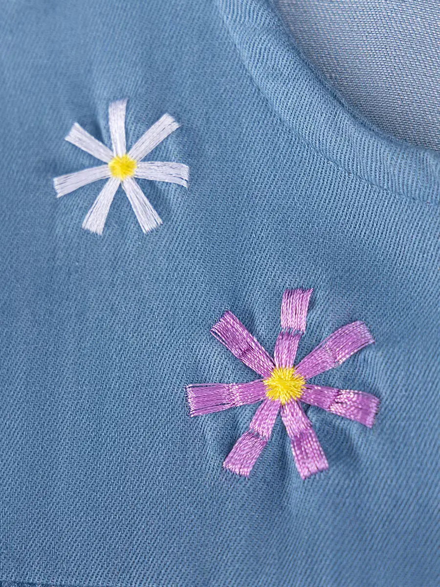 Cartoon Skirt O-neck Mid-calf Short-sleeved Denim Button Patch Embroidered Wholesale product image 2