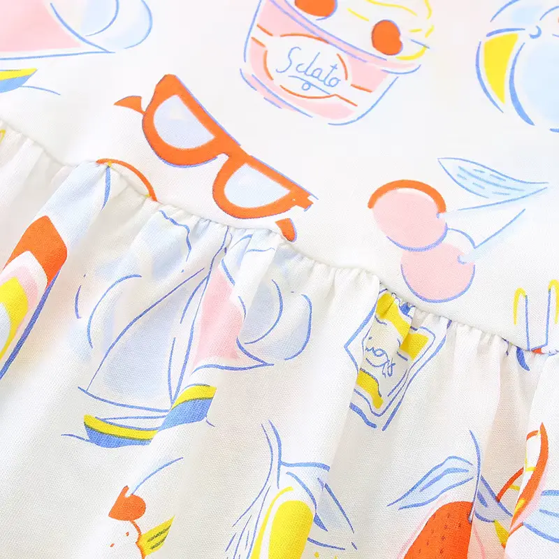 Girls Cotton Cartoon Printed Princess Dress Soft Knitted O-neck Wholesale product image 4