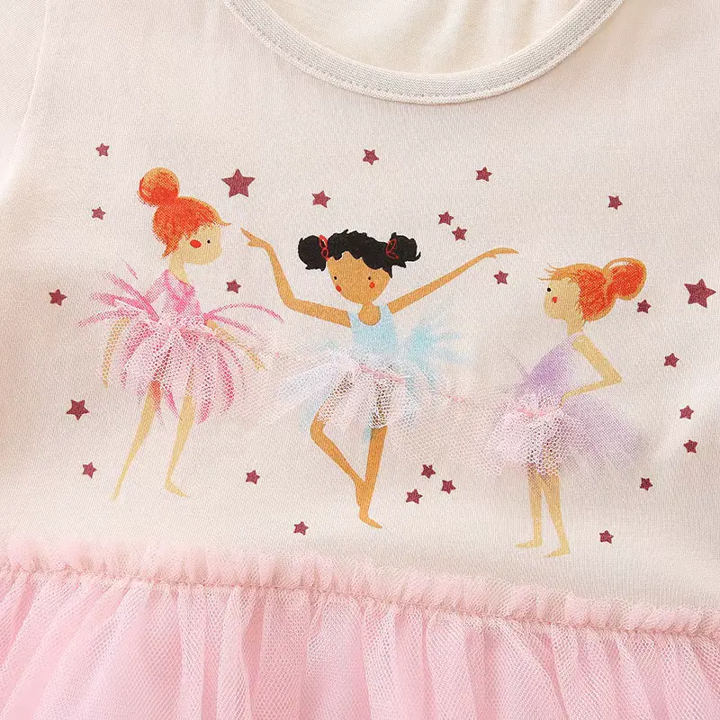 Girls Cotton Mesh Cartoon Printed Princess Dress Sweet Lace Wholesale product image 3