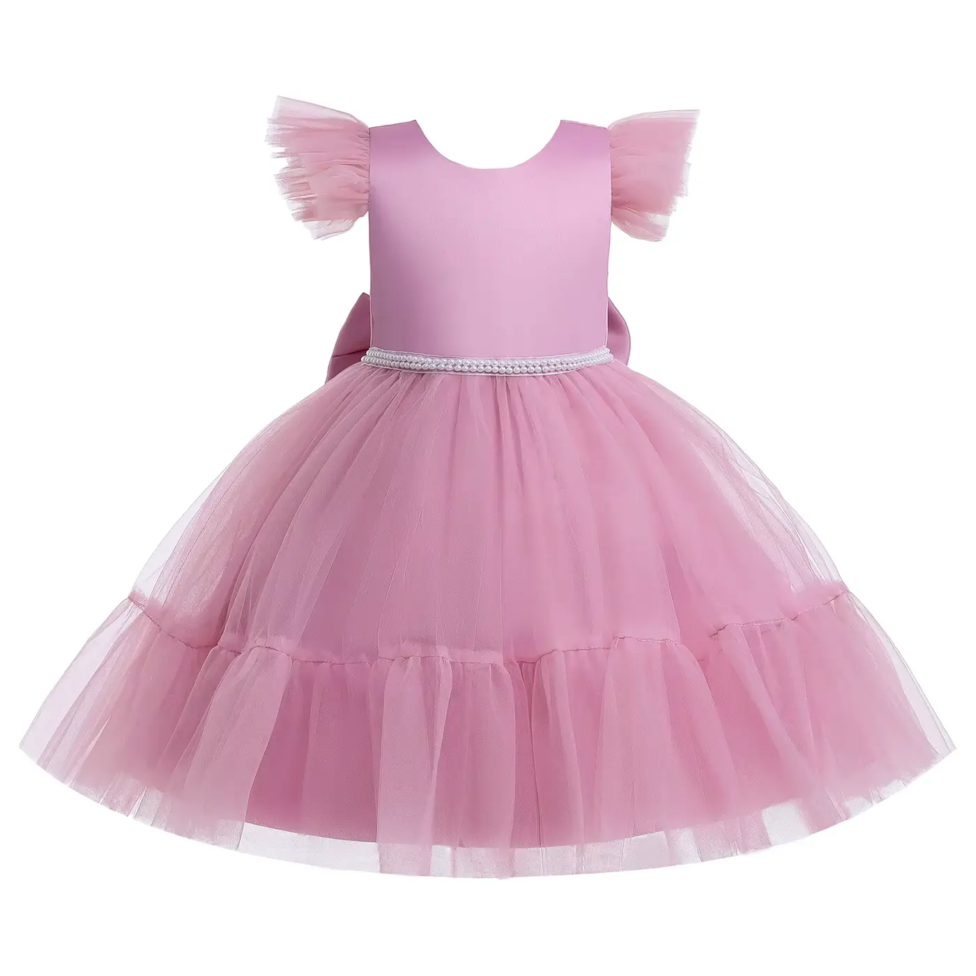 Cotton Dress Tulle CAP Sleeve O-neck Ball Gown Beaded Wholesale product image 2