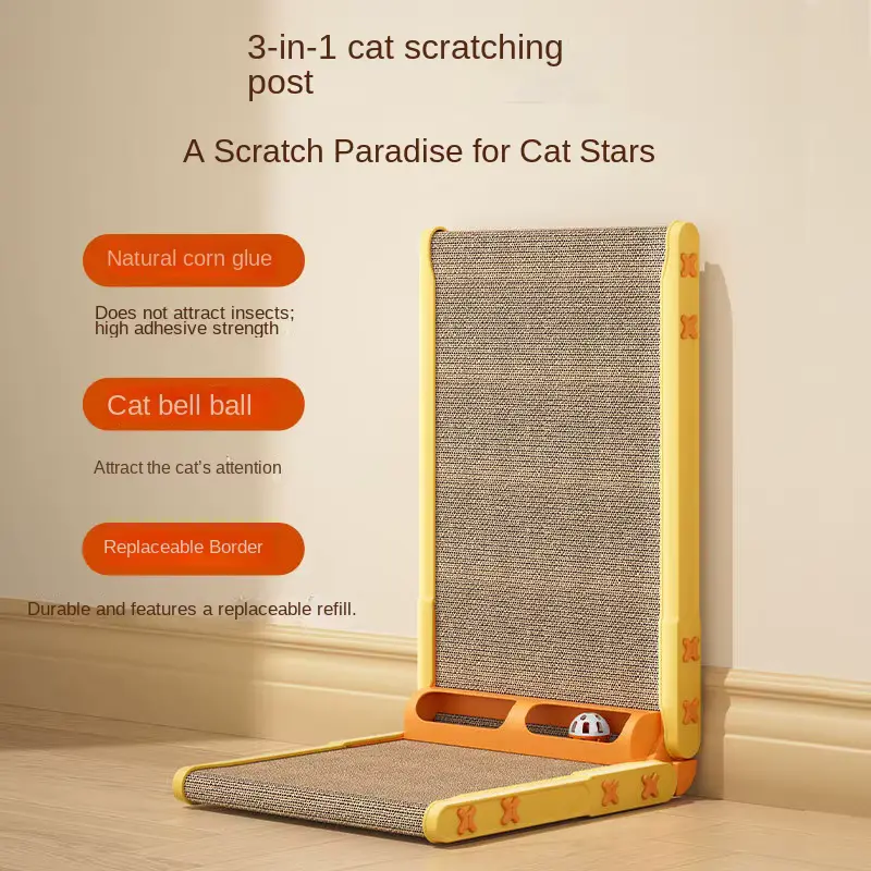 CAT Vertical L-shaped Wall-mounted Scratcher Durable Corrugated Paper Wear-resistant OEM Wholesale product image 3