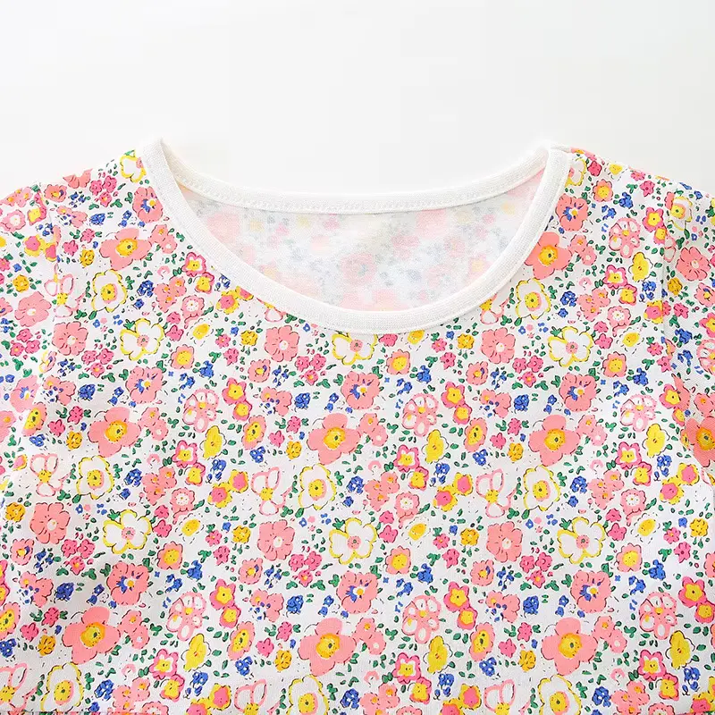 Girls Cotton Princess Dress Sweet Floral Knee-length Short Sleeves Wholesale product image 3