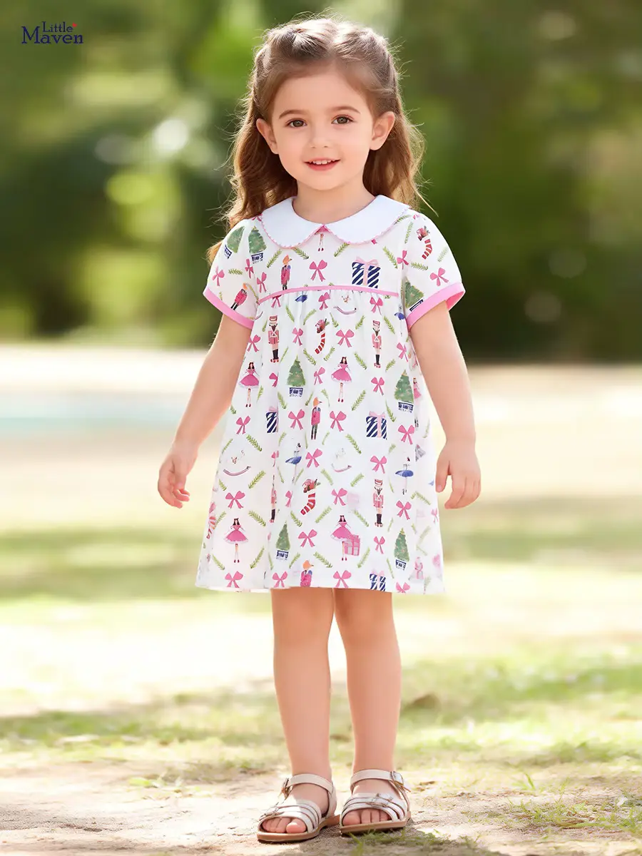 Girls Cotton Cartoon Print Dress 2026 Arrival Boutique Polyester Wholesale