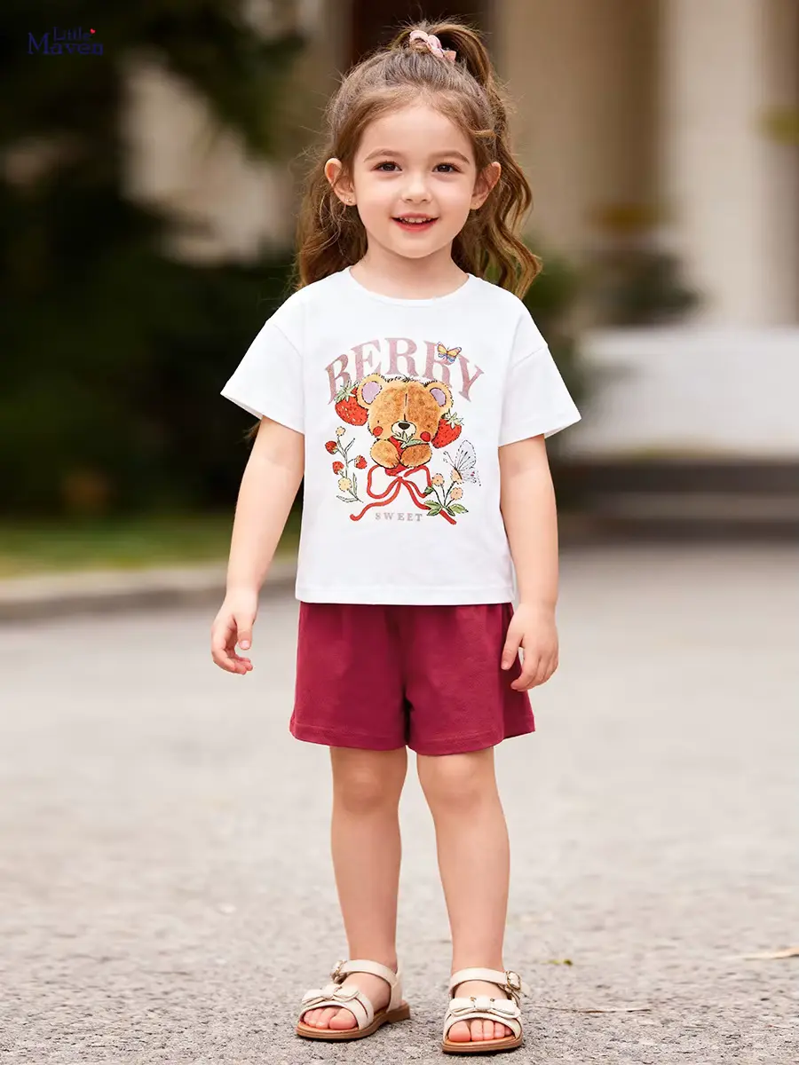 Girls Cotton Print Animal Shorts SET Two-piece 100 Logo Wholesale