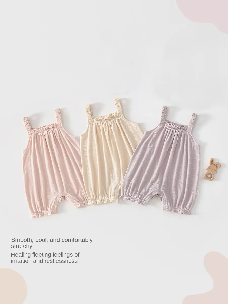 Cotton Onesie Newborn Overalls Thin Strap Spandex Jacquard Anti-bacterial Clothing Wholesale