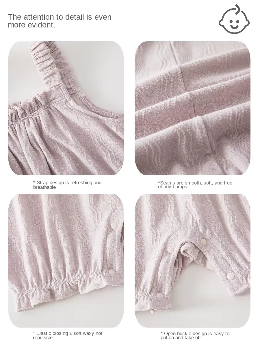 Cotton Onesie Newborn Overalls Thin Strap Spandex Jacquard Anti-bacterial Clothing Wholesale product image 2