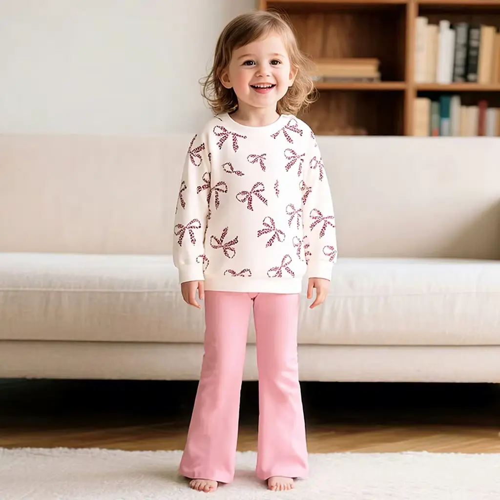 Girls SET Clothing Long Sleeve Solid Color Polyester With Wholesale