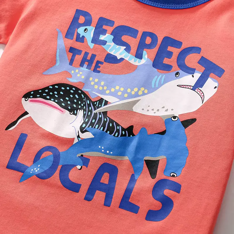Cotton Cartoon Printed Suit Garment Dyed BOY Round Neck Clothing Wholesale product image 2
