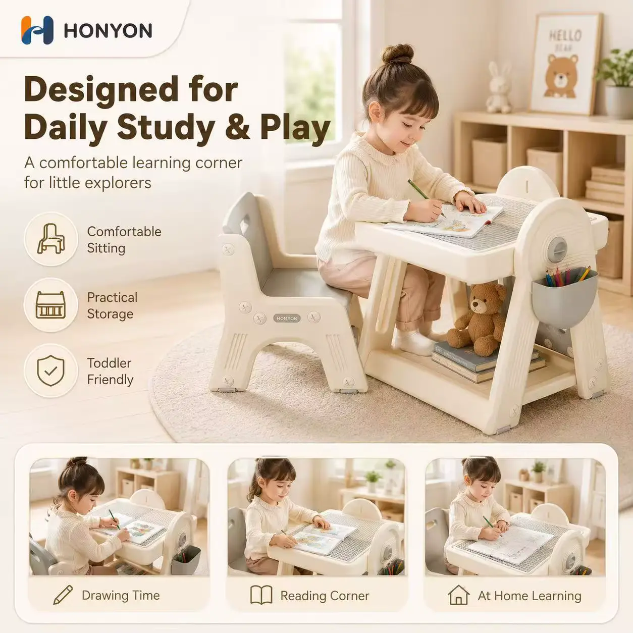 SET 6-in Adjustable Eco-friendly Plastic Building Blocks Table Drawing Wholesale product image 3