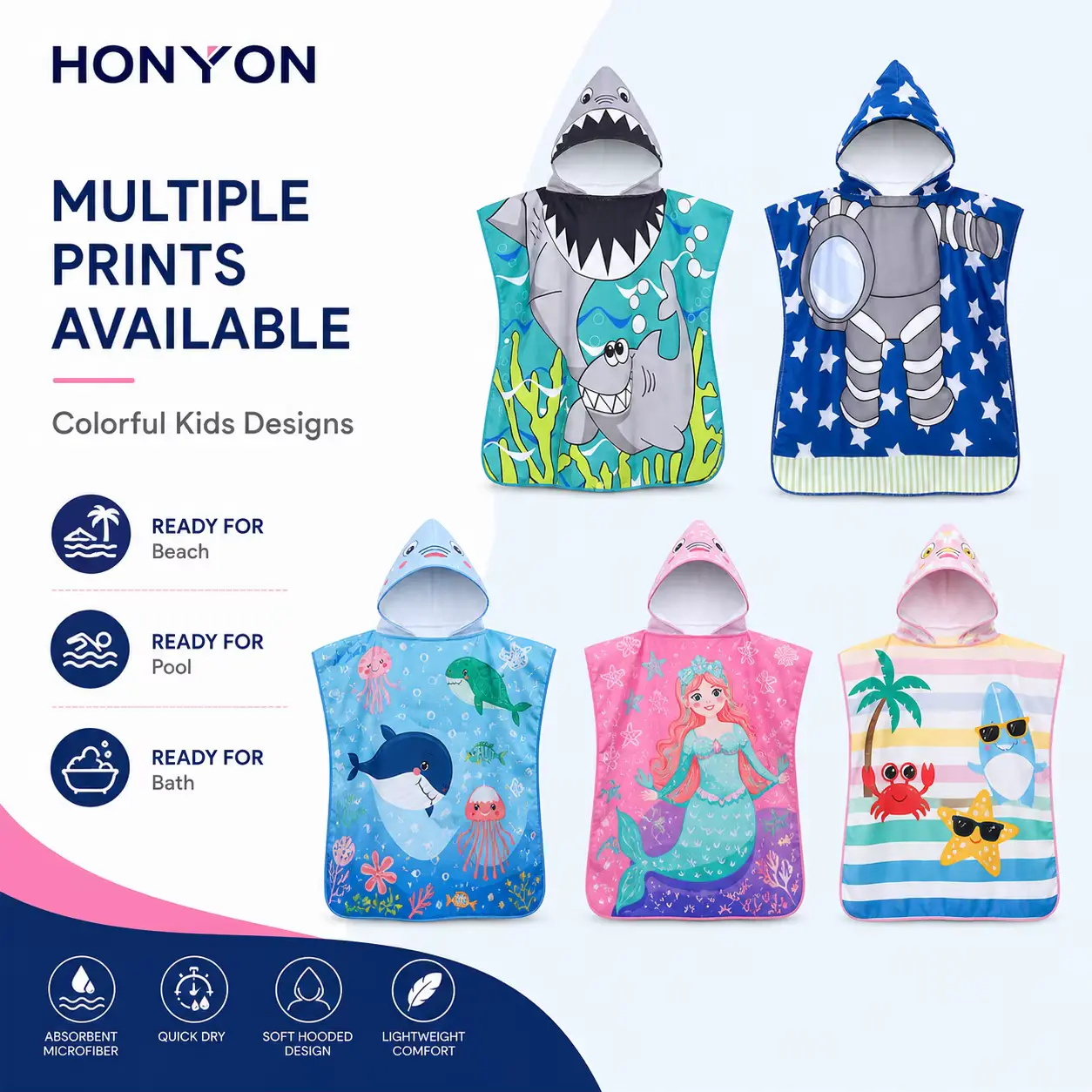 Printed Bamboo Fiber Bath Towel Cape Hooded Cloak FOR OEM Wholesale product image 4