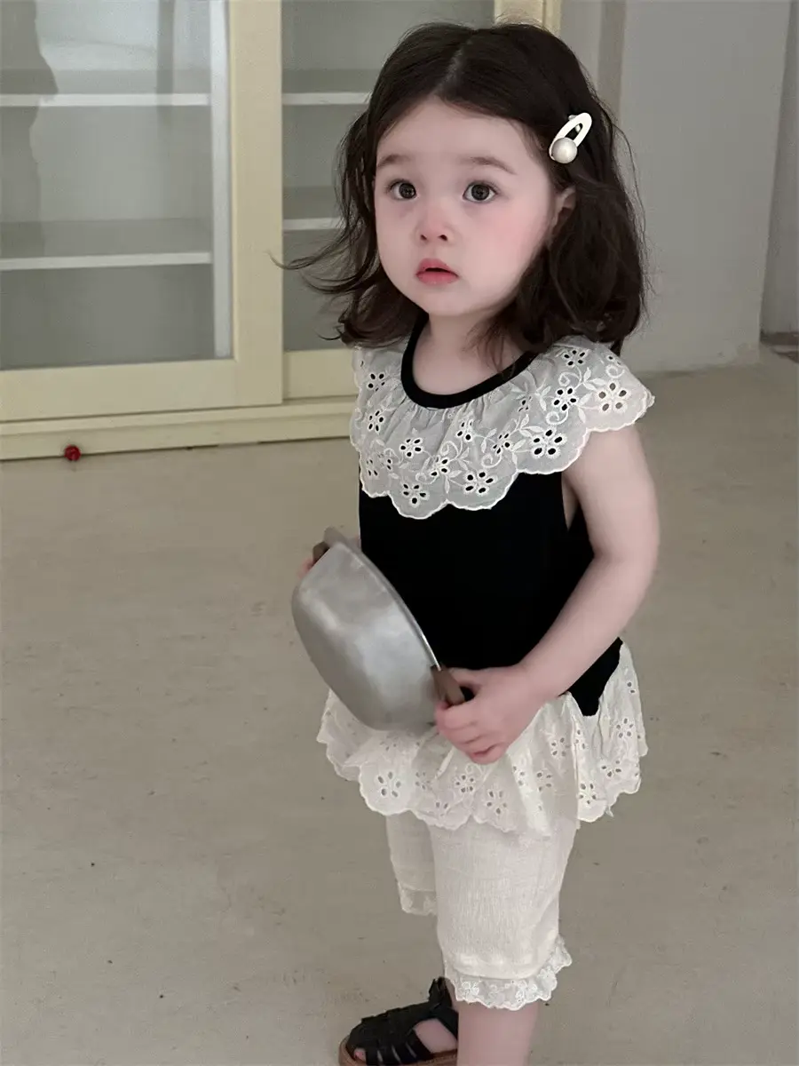 Girls Cotton SET Clothing 100 Anti-bacterial Two-piece Patchwork Thin Wholesale product image 2