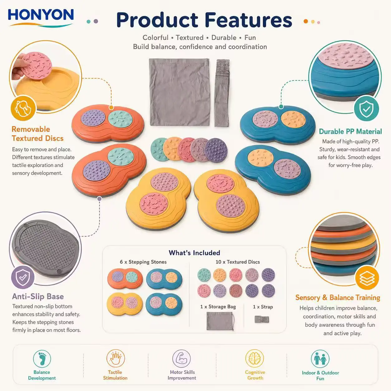 8-character Tactile Matching Plate Sensory Crossing PP Balance Integration Educational Wholesale product image 4