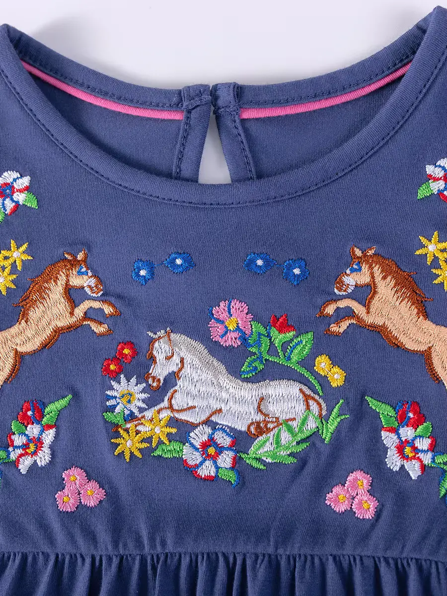 Girls Cotton Print Animal Dress Trendy O-neck Sweet Design Wholesale product image 2