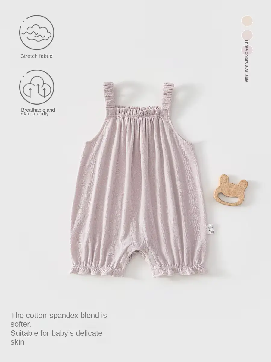 Cotton Onesie Newborn Overalls Thin Strap Spandex Jacquard Anti-bacterial Clothing Wholesale product image 3