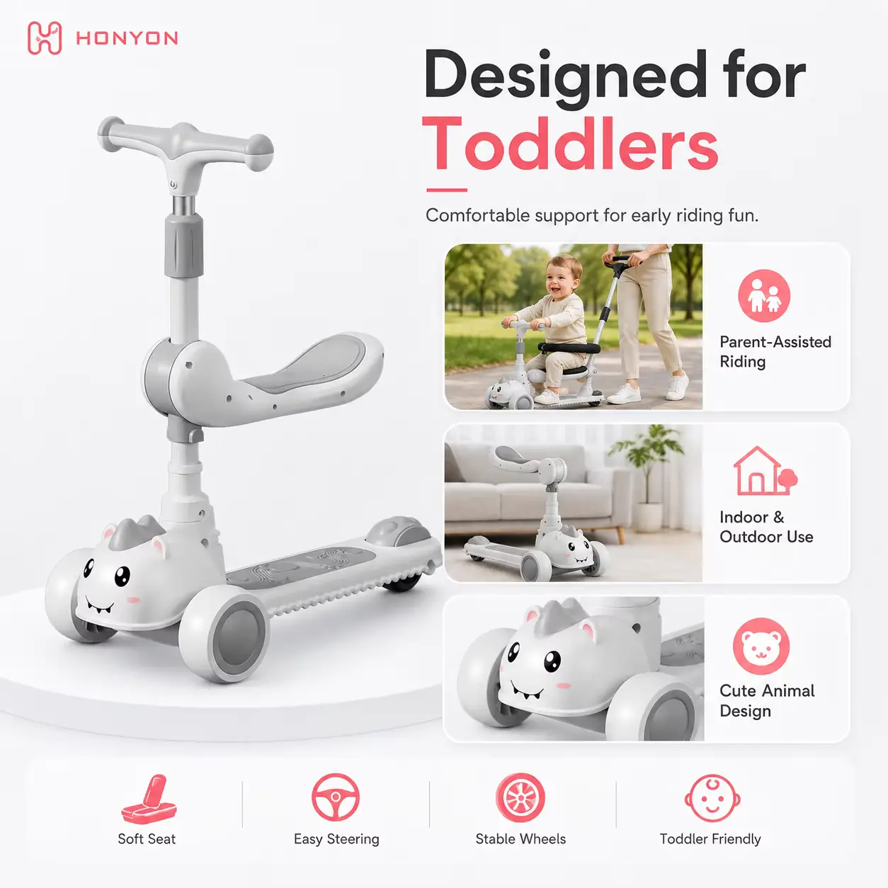 Seat Scooter IN Plastic Toddler With AND Adjustable Handlebar Wholesale product image 2