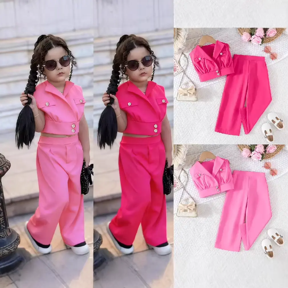 Girls Cotton Pants Solid Color Breathable Waist-exposed Suit Lapel Wholesale product image 4
