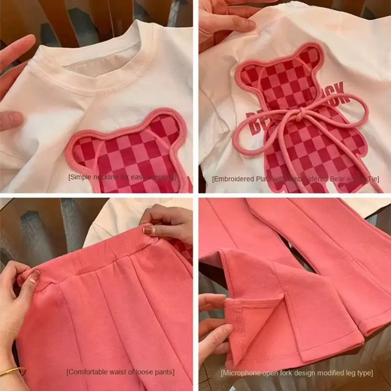 Girls Cotton Cartoon Print T-shirt SET Pants Boutique Korean Wholesale product image 3