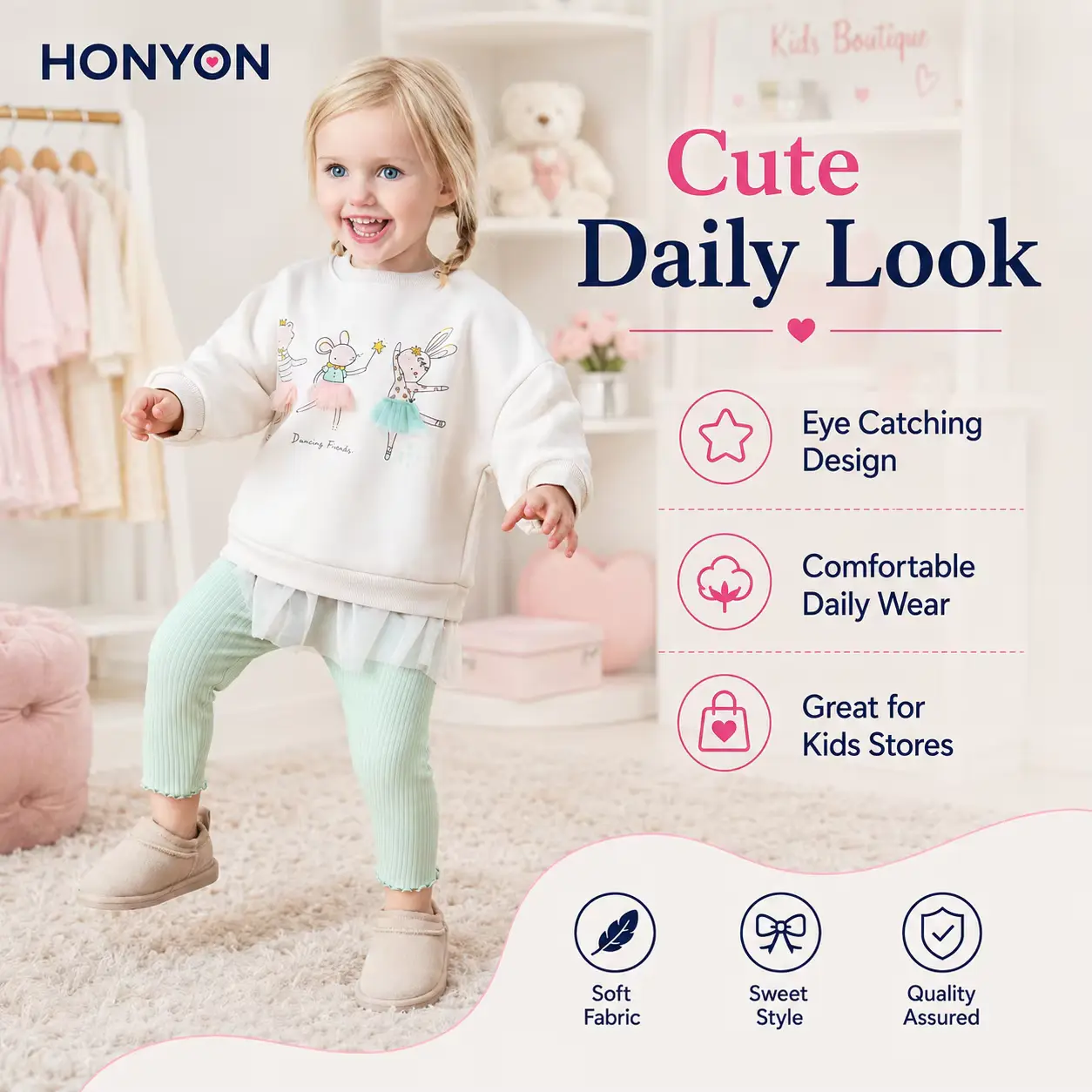 Girls Cotton Print Animal SET Worsted Fabric Suit Polyester Wholesale product image 3