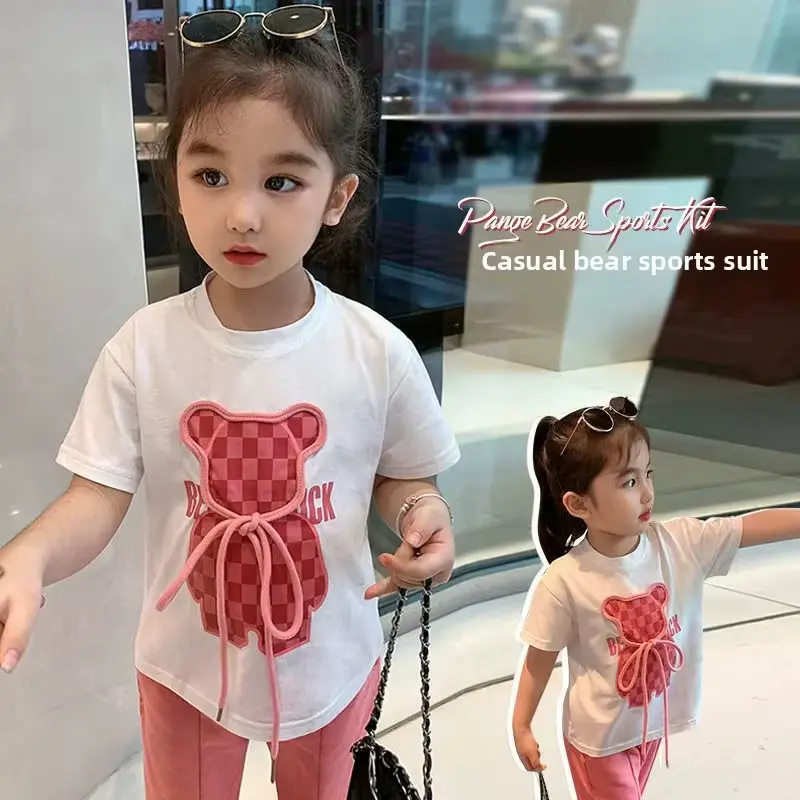 Girls Cotton Cartoon Print T-shirt SET Pants Boutique Korean Wholesale product image 2