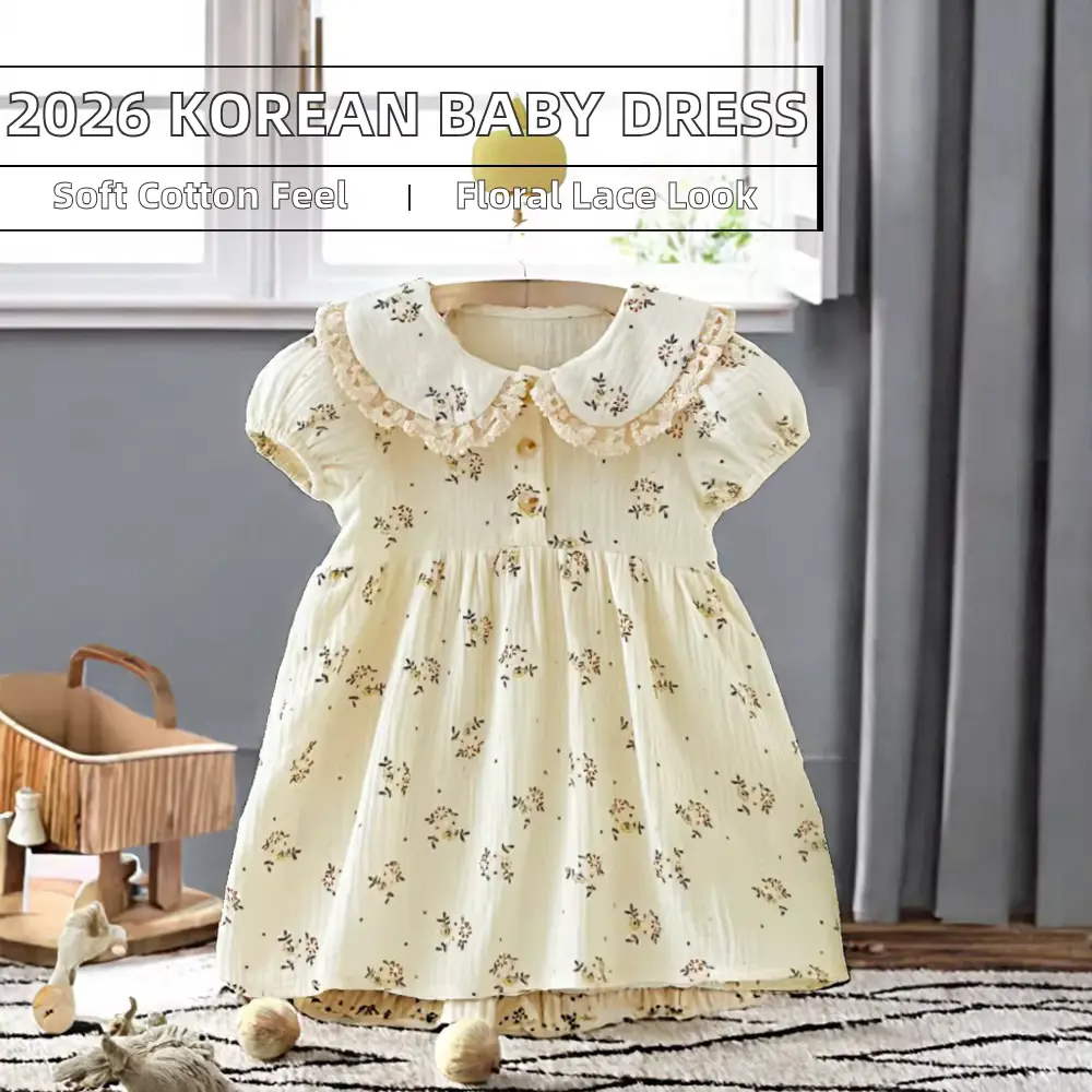 Girls Cotton Printed Dress 2026 Lbcm166 Pure Floral Lace Wholesale product image 2