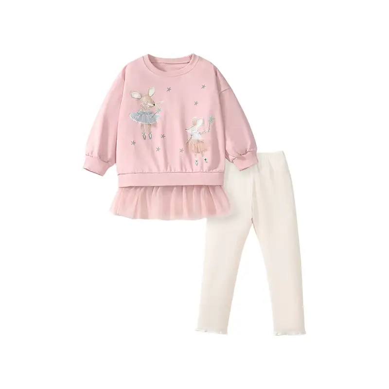 Girls Cotton Mesh Cartoon Long Sleeve Fabric Softened Pattern Clothing Wholesale