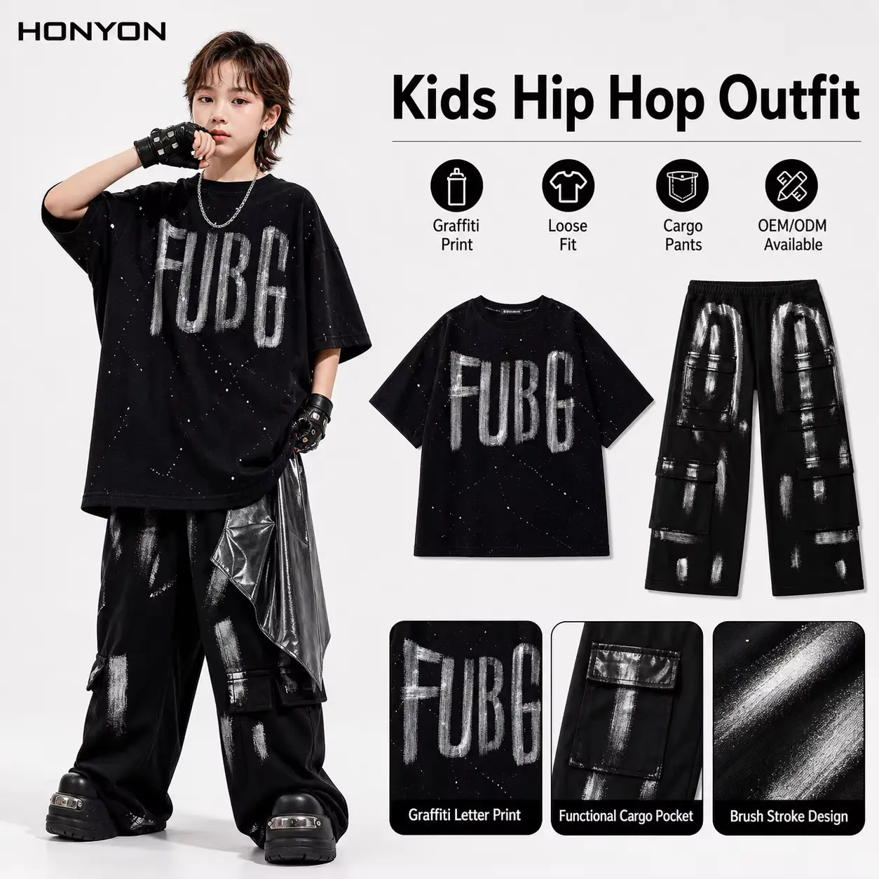 Cotton T-shirt Locking Hip-hop Performance Clothes Cool Handsome BOY Wholesale product image 2