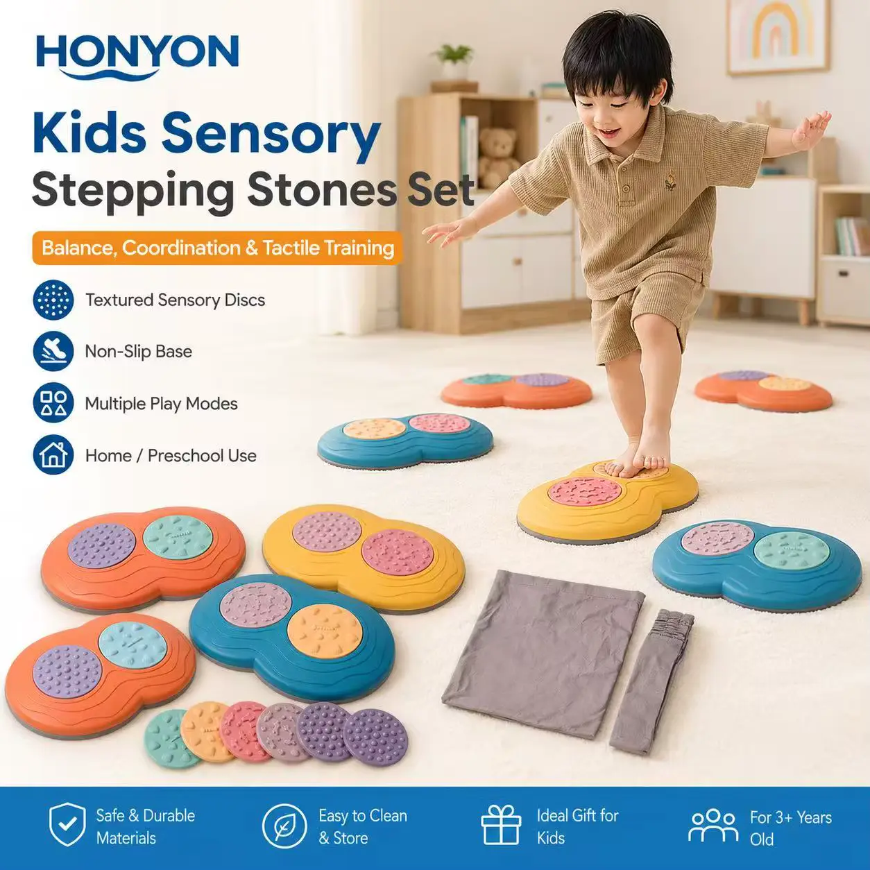 8-character Tactile Matching Plate Sensory Crossing PP Balance Integration Educational Wholesale