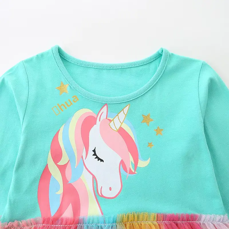 Cotton Cartoon Print Princess Dress Soft Sweet Unicorn Knitting Wholesale product image 3