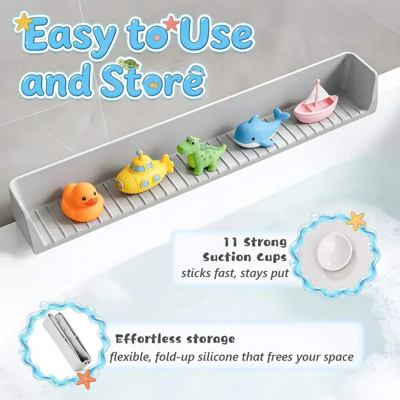 Silicone Bathtub Water Guard Play TUB Shelf 11 Suction Educational Wholesale product image 3