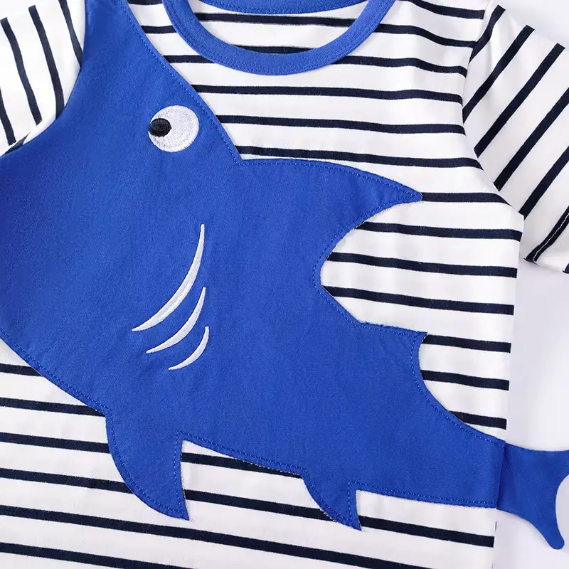 Boys Cotton Cartoon Striped T-shirt Shorts SET Fabric Two-piece Wholesale product image 3