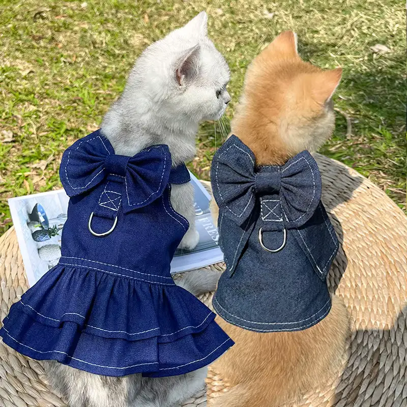 Popular Fall Luxury Classic DOG Vest Washed Denim Solid OEM Wholesale product image 3