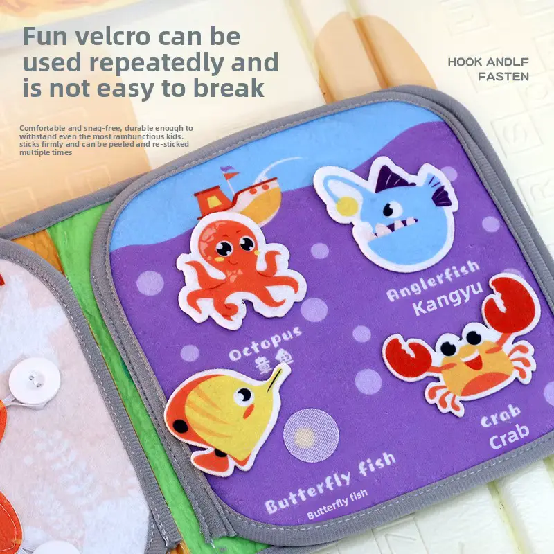 Soft Cloth Book Early Education Tear Resistant Three-dimensional Velcro OEM Wholesale product image 3