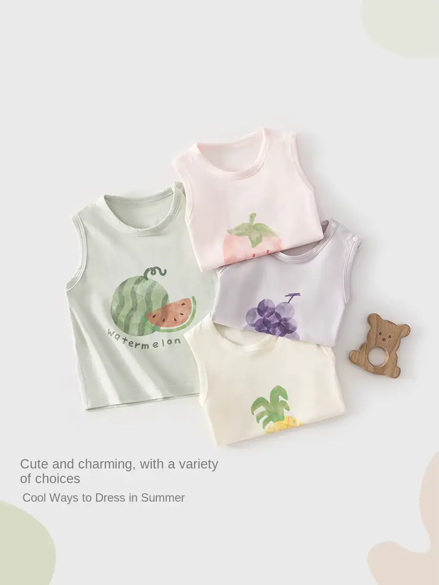 Boys Girls Sleeveless Tank TOP Fruit Pattern Modal Anti-bacterial OEM Wholesale